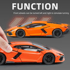 Black Mamba 1:24 Scale Licensed Lamborghini Revuelto Die-Cast Alloy Model Toy - Opening Doors, Sound & Light, Pull-Back Function, Shock Absorption, Steering, Horn & Adjustable Rear Wing - Hybrid Hypercar Collection