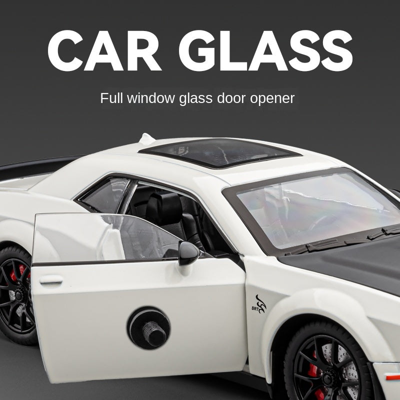 Chezhi 1:24 Scale Die-Cast Alloy Model Toy Compatible with Dodge Challenger Hellcat - Opening Doors, Sound & Light, Pull-Back Function, Shock Absorption, Steering, Horn & Foldable Mirrors - Muscle Car Collection