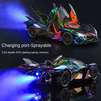 Apollo Intensa Emozione, modelo de aleación fundida a presión, edición cromada, escala 1:24, XHD: efecto humo, puertas que se abren, sonido e iluminación, función de retroceso y amortiguación - Colección Hypercar