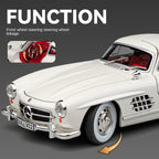 Chezhi 1:24 Scale Die-Cast Alloy Model Toy Compatible with Mercedes-Benz 300SL - Opening Doors, Sound & Light, Pull-Back Function, Shock Absorption, Steering & Horn - Classic Sports Car Collection
