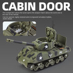 XHD 1:35 Die-Cast Alloy Model - Compatible with American M4 Sherman Tank - Feature-Packed with Smoke/Spray Effect, Sound & Light, Pull-Back Action & Removable Tracks
