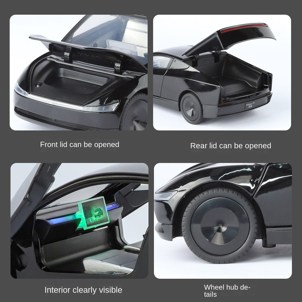 XHD 1:24 Scale Tesla Robotaxi Die-Cast Alloy Model Toy - Opening Doors, Sound & Light, Pull-Back Function, Shock Absorption & Steering - Autonomous Vehicle Collection