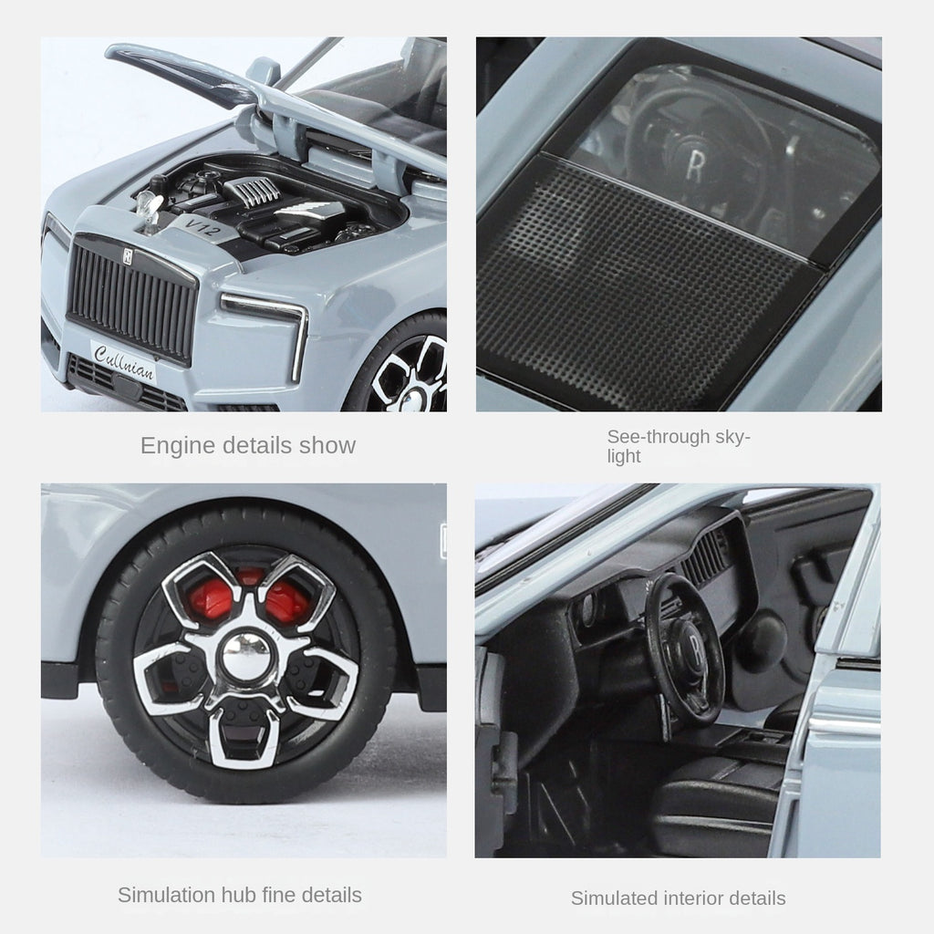 Juguete modelo Jinglifang de aleación fundida a presión a escala 1:32 compatible con Rolls-Royce Cullinan. Puertas que se abren, sonido e iluminación, función de retroceso con paraguas. Colección SUV de lujo.