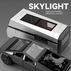 Chezhi 1:24 Scale Die-Cast Alloy Model Toy Set Compatible with Tesla Cybertruck + Camper Trailer + Mini Motorcycle - Opening Doors, Sound & Light, Pull-Back Function - Electric Adventure Collection