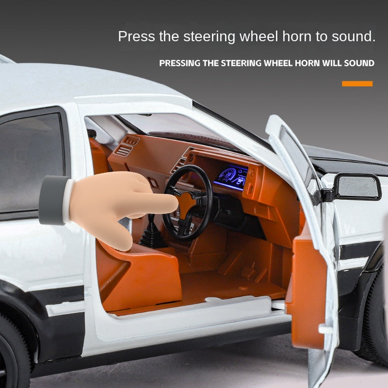 OK 1:18 Die-Cast Alloy Model - Compatible with Toyota Sprinter Trueno AE86 - Initial D Icon with Tofu Model, Pop-Up Headlights, Opening Doors, Sound & Light, Shock Absorption, Interactive Steering Wheel, Adjustable Seats & Foldable Mirrors