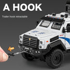 Chezhi 1:32 Licensed “Sabertooth” Armored Riot Control Vehicle Die-Cast Alloy Model - Official Police Tactical Vehicle with Opening Doors, Sound & Light, Pull-Back Action, Shock Absorption & Foldable Running Board