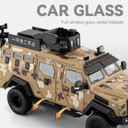 Chezhi 1:24 Scale Licensed Leopard Armored Vehicle Camouflage Edition Die-Cast Alloy Model Toy - Working Searchlight, Folding Steps, Retractable Winch, Opening Doors, Sound & Light, Pull-Back Function, Shock Absorption & Steering
