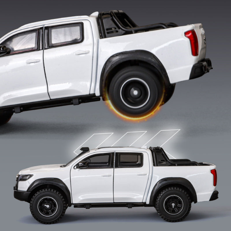 OK 1:24 Scale Die-Cast Alloy Model Toy Compatible with Great Wall Cannon Pickup Truck - Opening Doors, Sound & Light, Pull-Back Function, Shock Absorption, Steering, Horn & Retractable Steps - Off-Road Adventure Collection