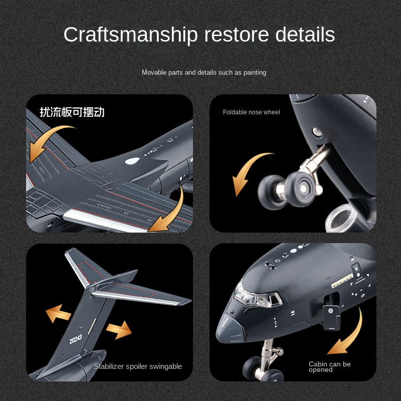 Chezhi 1:180 Licensed Xian Y-20 "Kunpeng" Die-Cast Alloy Model - Official Military Transport Aircraft with Display Stand, Opening Cargo Door, Retractable Nose Gear, Movable Control Surfaces, Sound & Light & Pull-Back Action