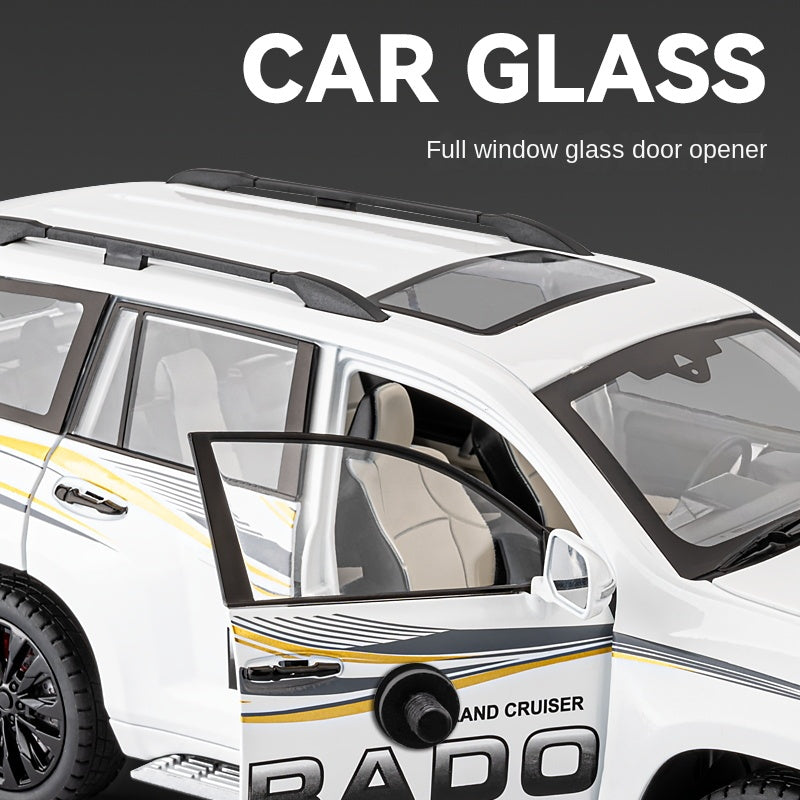 Chezhi 1:18 Licensed Toyota Land Cruiser Prado Die-Cast Alloy Model - Official Off-Road SUV with Opening Doors, Sound & Light, Pull-Back Action, Shock Absorption, Interactive Steering Wheel, Foldable Mirrors & Opening Fuel Cap