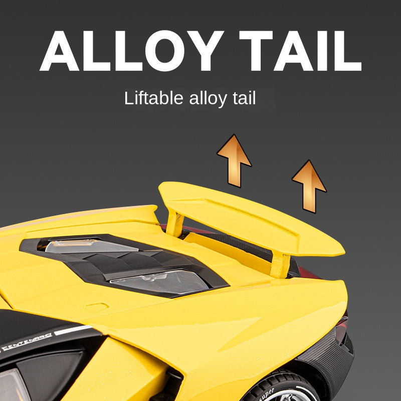 Chezhi 1:18 Die-Cast Alloy Model - Compatible with Lamborghini Aventador SVJ LP770-4 - Ultimate Supercar with Opening Doors, Sound & Light, Pull-Back Action, Shock Absorption & Adjustable Rear Wing