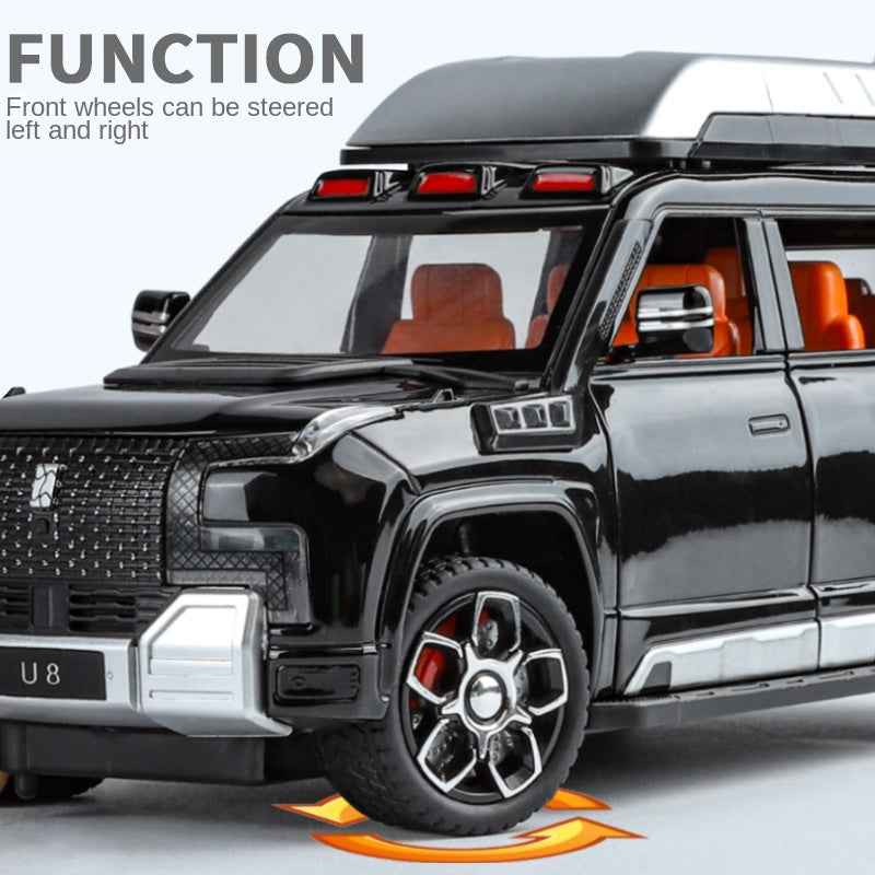 XHD 1:24 Die-Cast Alloy Model - Compatible with BYD Yangwang U8 - Luxury Off-Road SUV with Opening Doors, Sound & Light, Pull-Back Action, Shock Absorption & Steering