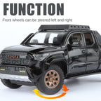 ZGTX 1:24 Scale Licensed Toyota Tacoma Die-Cast Alloy Pickup Truck Model Toy - Opening Doors, Sound & Light, Pull-Back Function, Shock Absorption, Steering, Horn & Removable Roof Rack - Off-Road Truck Collection