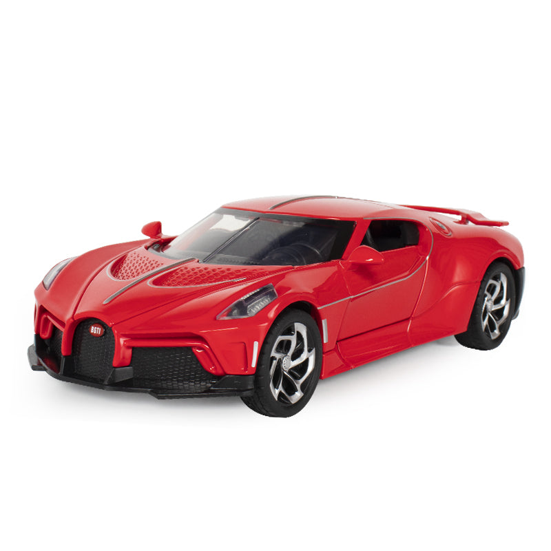 Black Mamba 1:24 Die-Cast Alloy Model - Compatible with Bugatti La Voiture Noire - One-of-One Hypercar with Opening Doors, Sound & Light, Pull-Back Action & Adjustable Rear Wing