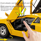 XHD 1:24 Scale Die-Cast Alloy Model Toy Compatible with Lamborghini Countach LP500 S - Pop-Up Headlights, Opening Doors, Sound & Light, Pull-Back Function, Shock Absorption, Steering & Horn - Classic Supercar Collection