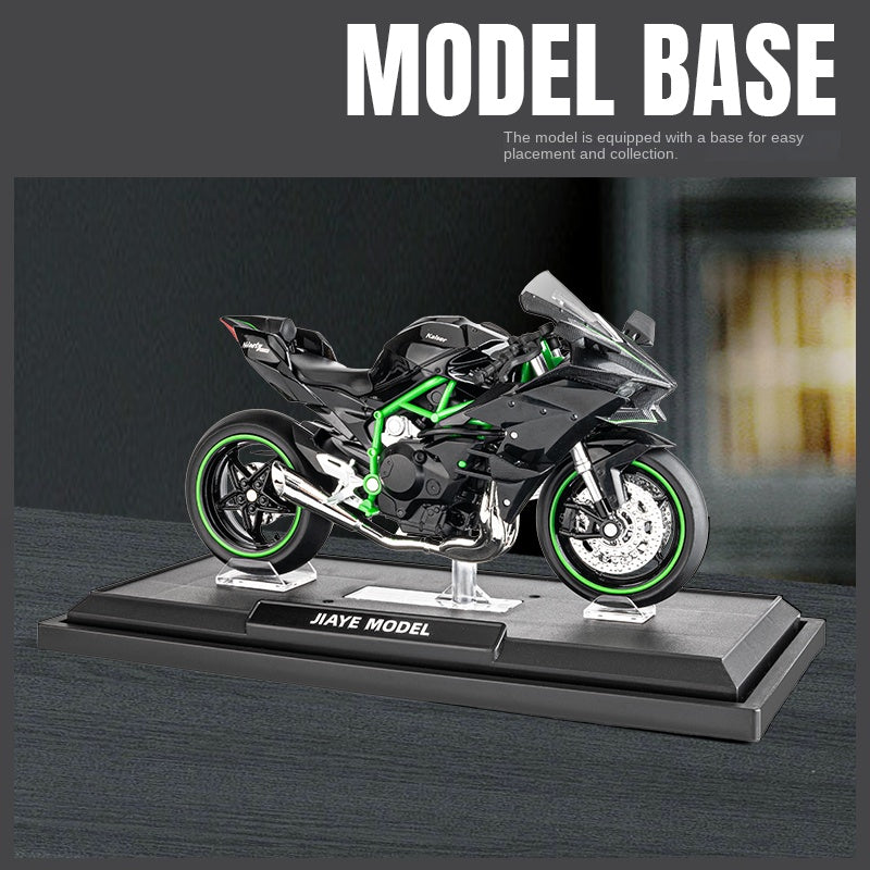 Jiaye 1:12 Scale Die-Cast Alloy Motorcycle Model Toy Compatible with Kawasaki Ninja H2R - Sound & Light, Shock Absorption & Steering - Superbike Collection
