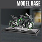 Jiaye 1:12 Scale Die-Cast Alloy Motorcycle Model Toy Compatible with Kawasaki Ninja H2R - Sound & Light, Shock Absorption & Steering - Superbike Collection