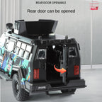 Jinglifang 1:24 Scale Licensed Leopard Armored Riot Vehicle Livery Edition Die-Cast Alloy Model Toy - Opening Doors, Sound & Light, Pull-Back Function, Shock Absorption, Steering & Horn - Law Enforcement Vehicle Collection