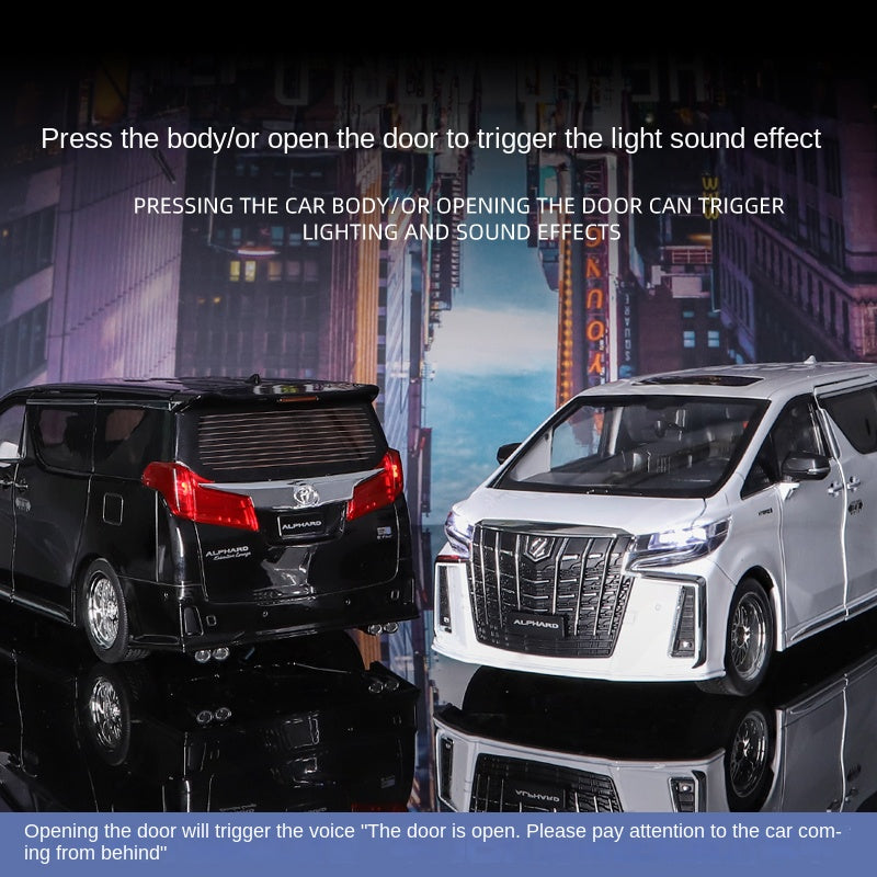 Qiyi 1:18 Scale Licensed Toyota Alphard Die-Cast Alloy Model Toy - Power Sliding Doors, Manual Windows, Sound & Light, Shock Absorption, Steering & Horn - Official Luxury MPV Collection