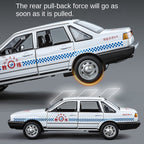 XHD 1:24 Scale Die-Cast Alloy Model Toy Compatible with Santana - Police / Driving School / Taxi Designs, Opening Doors, Sound & Light, Pull-Back Function, Shock Absorption & Steering - Multi-Role Vehicle Collection