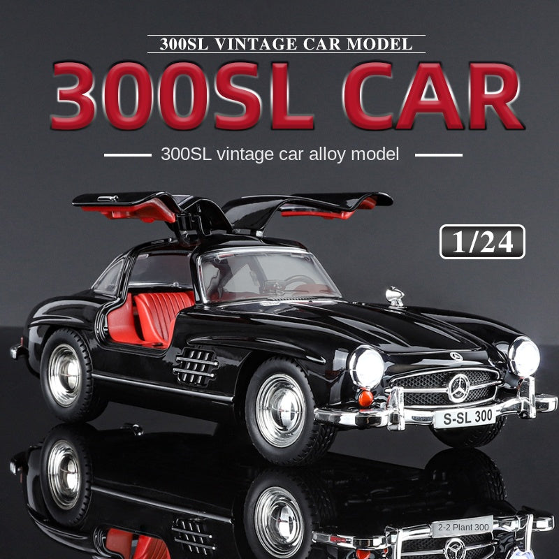 XHD 1:24 Die-Cast Alloy Model - Compatible with Mercedes-Benz 300SL Gullwing - Classic Icon with Opening Doors, Sound & Light, Pull-Back Action, Shock Absorption & Steering
