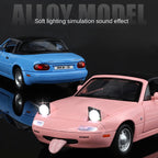 XHD 1:24 Scale Die-Cast Alloy Model Toy Compatible with Mazda MX-5 - Removable Soft Top, Opening Doors, Sound & Light, Pull-Back Function, Shock Absorption, Steering & Horn - Roadster Collection