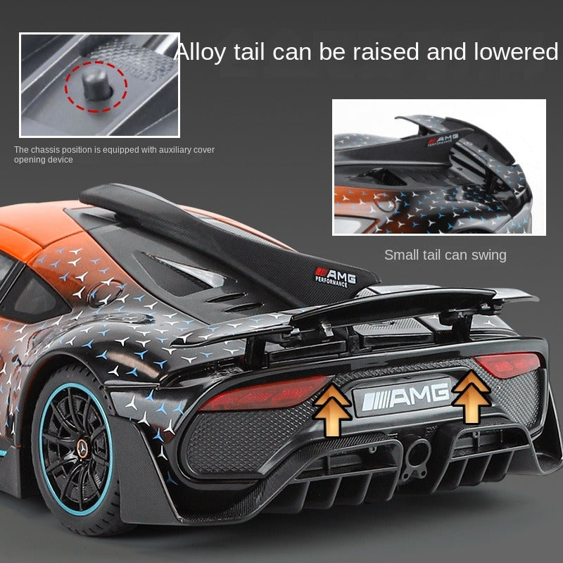 Jin Lifang 1:18 Die-Cast Alloy Model - Compatible with Mercedes-AMG ONE - F1 Hybrid Hypercar with Opening Doors, Sound & Light, Shock Absorption, Interactive Steering Wheel & Adjustable Rear Wing