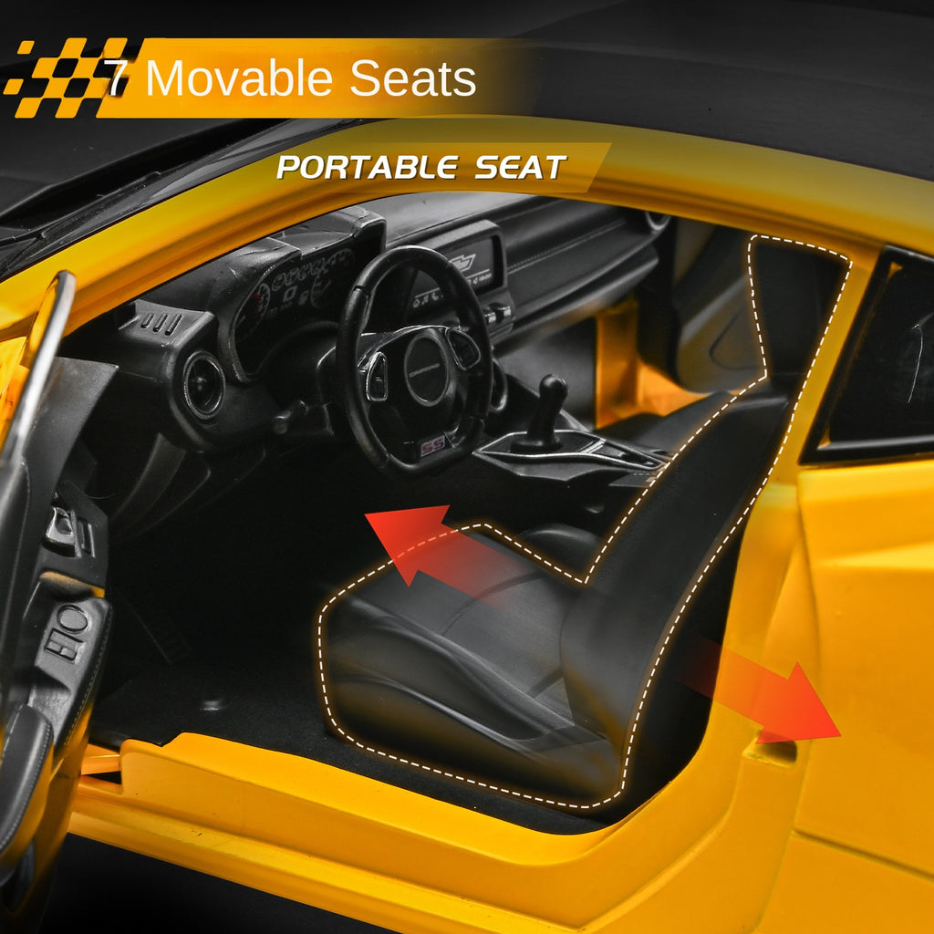 Black Mamba 1:18 Scale Licensed Chevrolet Camaro Die-Cast Alloy Static Model - Opening Doors, Shock Absorption, Steering, Adjustable Seats & Foldable Mirrors - Muscle Car Collection