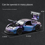 Jiaye 1:32 Die-Cast Alloy Model - Compatible with Porsche 911 GT3 RS - Track-Focused Sports Car with Opening Doors, Sound & Light & Pull-Back Action