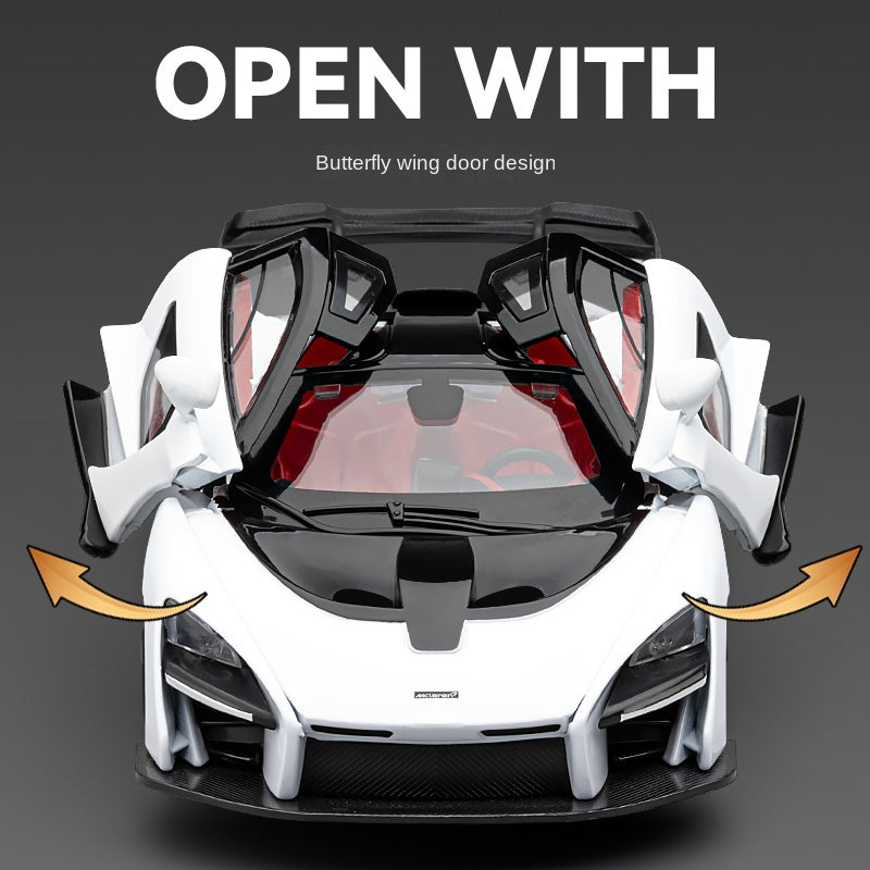 Chezhi 1:24 Die-Cast Alloy Model - Compatible with McLaren Senna - Track-Focused Hypercar with Opening Doors, Sound & Light, Pull-Back Action, Shock Absorption & Steering