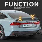 HaoChi 1:24 Scale Licensed Audi RS7 with Grille Flashing Lights Die-Cast Alloy Model Toy - Opening Doors, Sound & Light, Pull-Back Function, Shock Absorption, Steering, Horn & Adjustable Rear Wing - Sports Car Collection