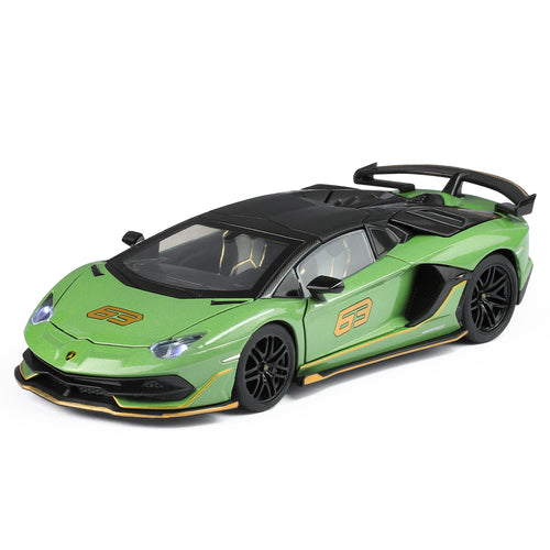 Black Mamba 1:32 Scale Licensed Lamborghini Aventador SVJ63 Die-Cast Alloy Model Toy - Removable Roof, Opening Doors, Sound & Light, Pull-Back Function - Limited Edition Supercar Collection