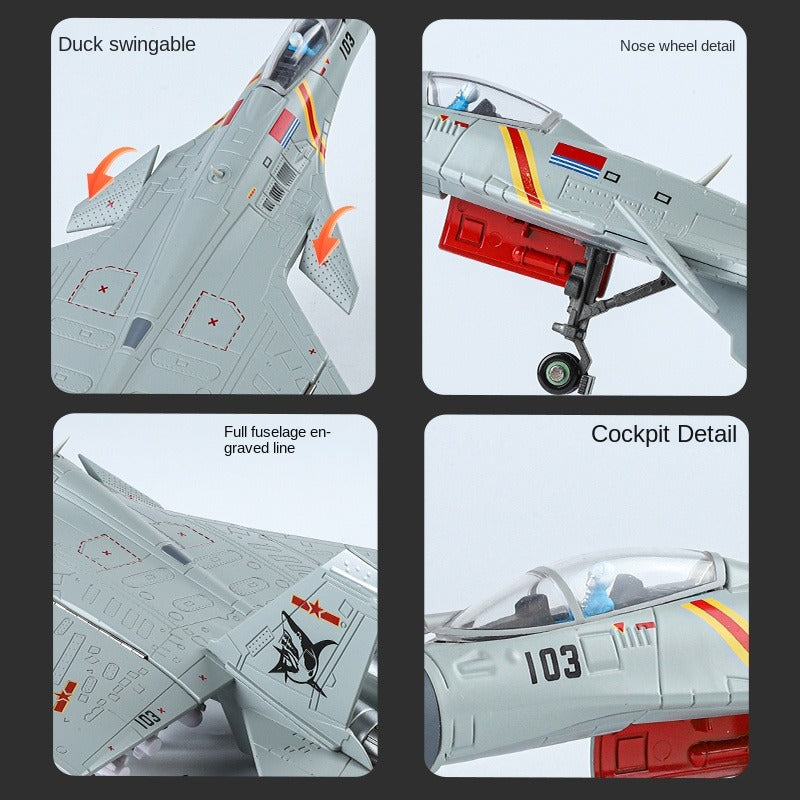 QiYi 1:72 Licensed Shenyang J-15 “Flying Shark” Carrier-Based Fighter Die-Cast Alloy Model - Official Chinese Naval Aviation with Display Stand