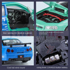 Jin Lifang 1:32 Die-Cast Alloy Model - Compatible with Nissan Skyline GT-R (R34) - JDM Icon with Racing Livery, Opening Doors, Sound & Light & Pull-Back Action