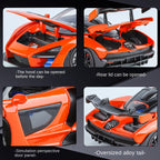 XHD 1:24 Die-Cast Alloy Model - Compatible with McLaren Senna - Track-Focused Hypercar with Opening Doors, Sound & Light, Pull-Back Action, Shock Absorption & Steering