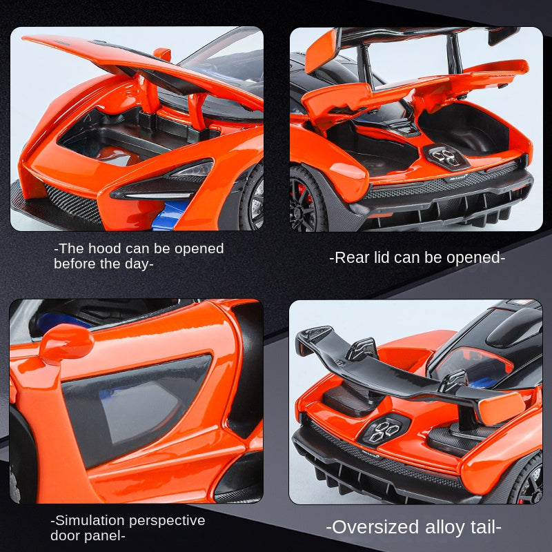 XHD 1:24 Die-Cast Alloy Model - Compatible with McLaren Senna - Track-Focused Hypercar with Opening Doors, Sound & Light, Pull-Back Action, Shock Absorption & Steering