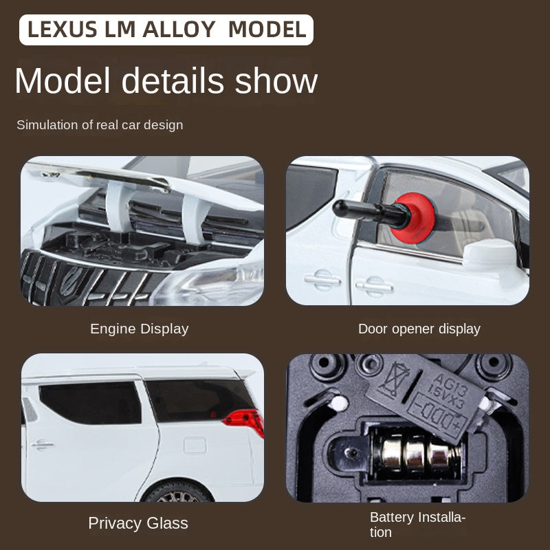 ZGTX 1:24 Scale Die-Cast Alloy Model Toy Compatible with Toyota Alphard - Remote Key Controlled Sound & Light, Opening Doors, Pull-Back Function, Steering & Horn - Luxury MPV Collection