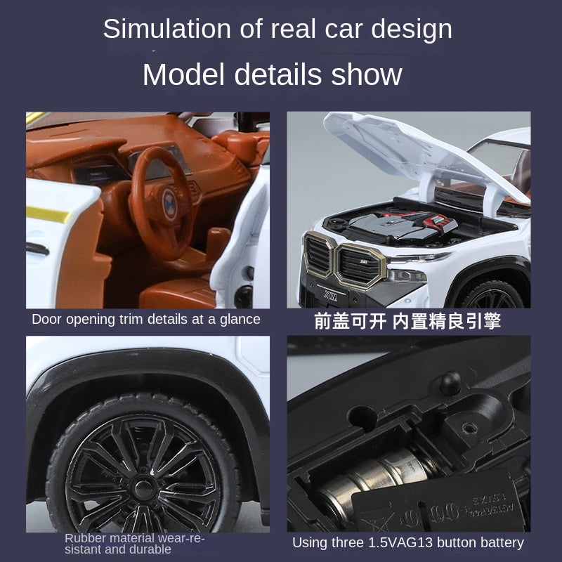 XHD 1:24 Scale Die-Cast Alloy Model Toy Compatible with BMW XM - Starlight Headliner, Opening Doors, Sound & Light, Pull-Back Function, Shock Absorption, Steering & Horn - Luxury Performance SUV Collection