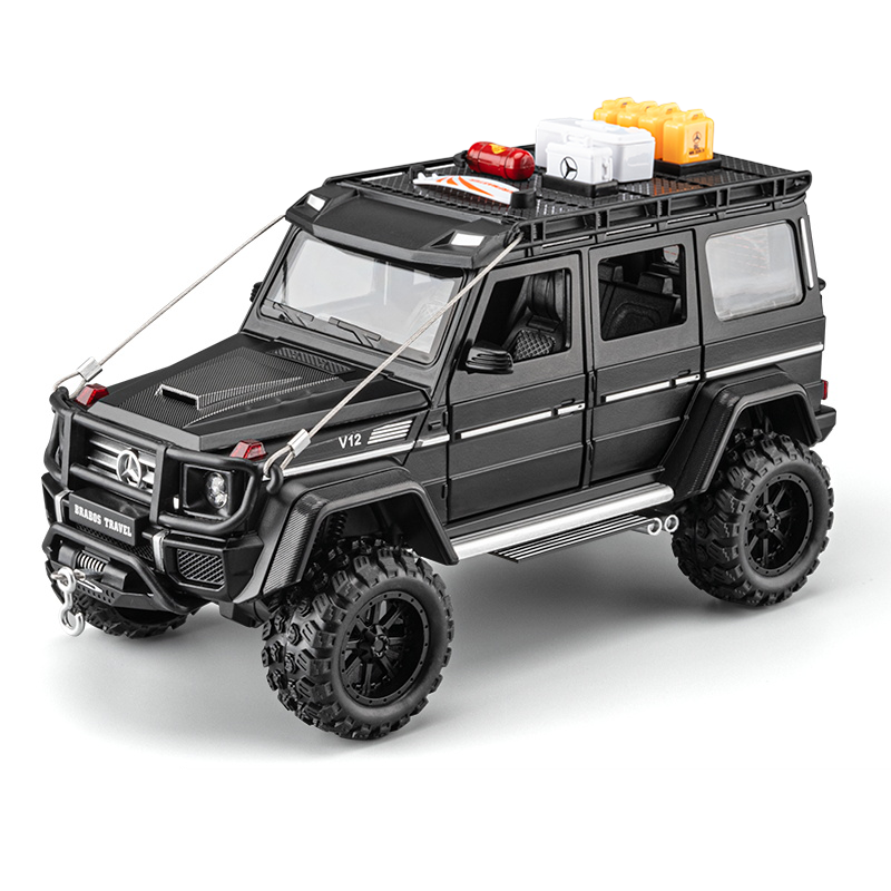 Chezhi 1:24 Scale Tuned Edition Die-Cast Alloy Model Toy Compatible with Mercedes-Benz G550 - with Roof Accessories, Retractable Winch, Opening Doors, Sound & Light, Pull-Back Function, Shock Absorption & Horn - Off-Road Vehicle Collection