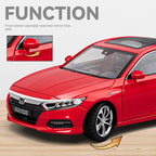 Chezhi 1:24 Licensed Honda Accord Die-Cast Alloy Model - Official Family Sedan with Opening Doors, Sound & Light, Pull-Back Action, Shock Absorption, Steering, Horn, Opening Fuel Cap & Foldable Mirrors