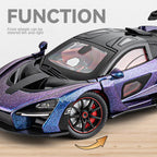 Chezhi 1:24 Die-Cast Alloy Model - Compatible with McLaren Senna - Track-Focused Hypercar with Opening Doors, Sound & Light, Pull-Back Action, Shock Absorption & Steering