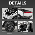 Chezhi 1:32 Scale Die-Cast Alloy Model Toy Compatible with Tesla Cybertruck - with Mini Motorcycle, Opening Doors, Sound & Light, Pull-Back Function - Electric Truck Collection