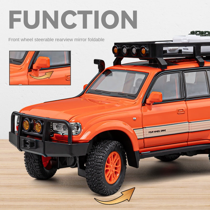 Chezhi 1:24 Licensed Toyota Land Cruiser LC80 Die-Cast Alloy Model - Official Off-Road Legend with Roof Rack, Opening Doors, Sound & Light, Pull-Back Action, Shock Absorption, Steering, Horn & Opening Fuel Cap