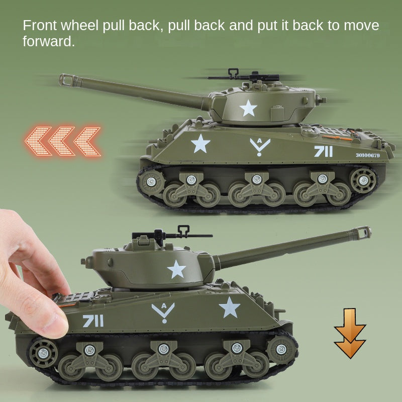XHD 1:35 Die-Cast Alloy Model - Compatible with American M4 Sherman Tank - Feature-Packed with Smoke/Spray Effect, Sound & Light, Pull-Back Action & Removable Tracks