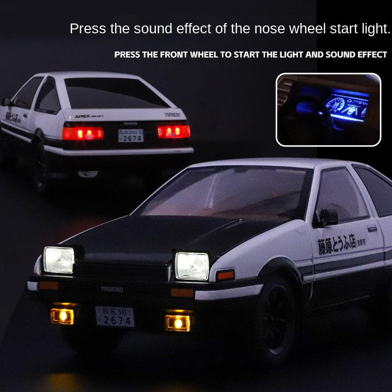 OK 1:18 Die-Cast Alloy Model - Compatible with Toyota Sprinter Trueno AE86 - Initial D Icon with Tofu Model, Pop-Up Headlights, Opening Doors, Sound & Light, Shock Absorption, Interactive Steering Wheel, Adjustable Seats & Foldable Mirrors