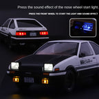 OK 1:18 Die-Cast Alloy Model - Compatible with Toyota Sprinter Trueno AE86 - Initial D Icon with Tofu Model, Pop-Up Headlights, Opening Doors, Sound & Light, Shock Absorption, Interactive Steering Wheel, Adjustable Seats & Foldable Mirrors