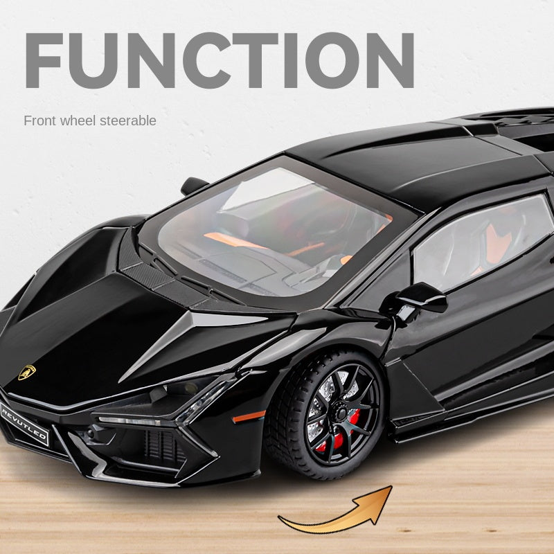 Chezhi 1:24 Die-Cast Alloy Model - Compatible with Lamborghini Revuelto - Flagship Hybrid Hypercar with Opening Doors, Sound & Light, Pull-Back Action, Shock Absorption, Steering, Horn & Adjustable Rear Wing