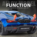 Black Mamba 1:24 Scale Licensed Lamborghini Revuelto Die-Cast Alloy Model Toy - Opening Doors, Sound & Light, Pull-Back Function, Shock Absorption, Steering, Horn & Adjustable Rear Wing - Hybrid Hypercar Collection