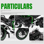 Jiaye 1:9 Die-Cast Alloy Model - Compatible with Kawasaki Ninja H2R - Track-Only Supercharged Hyperbike Replica with Realistic Sound & Light, Front Suspension, Functioning Handlebars & Chain-Driven Rear Wheel