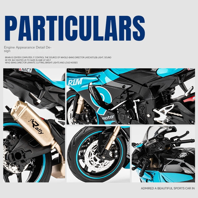Jiaye 1:12 Scale Die-Cast Alloy Motorcycle Model Toy Compatible with Yamaha YZF-R1M - Sound & Light, Steering & Shock Absorption - Superbike Collection